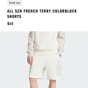 All adidas SZN French Terry Colorblock Shorts - Cream